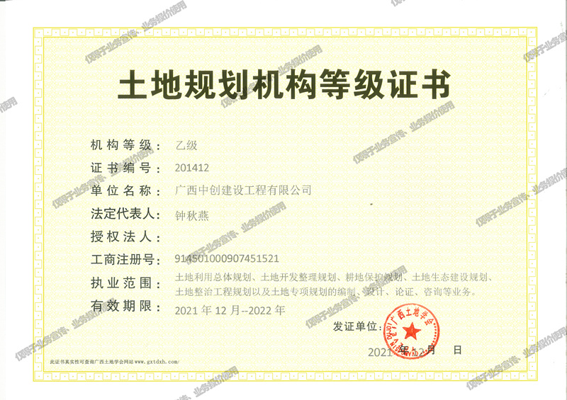 中創(chuàng)公司-2022年度土地規(guī)劃等級(jí)證書(shū)_副本