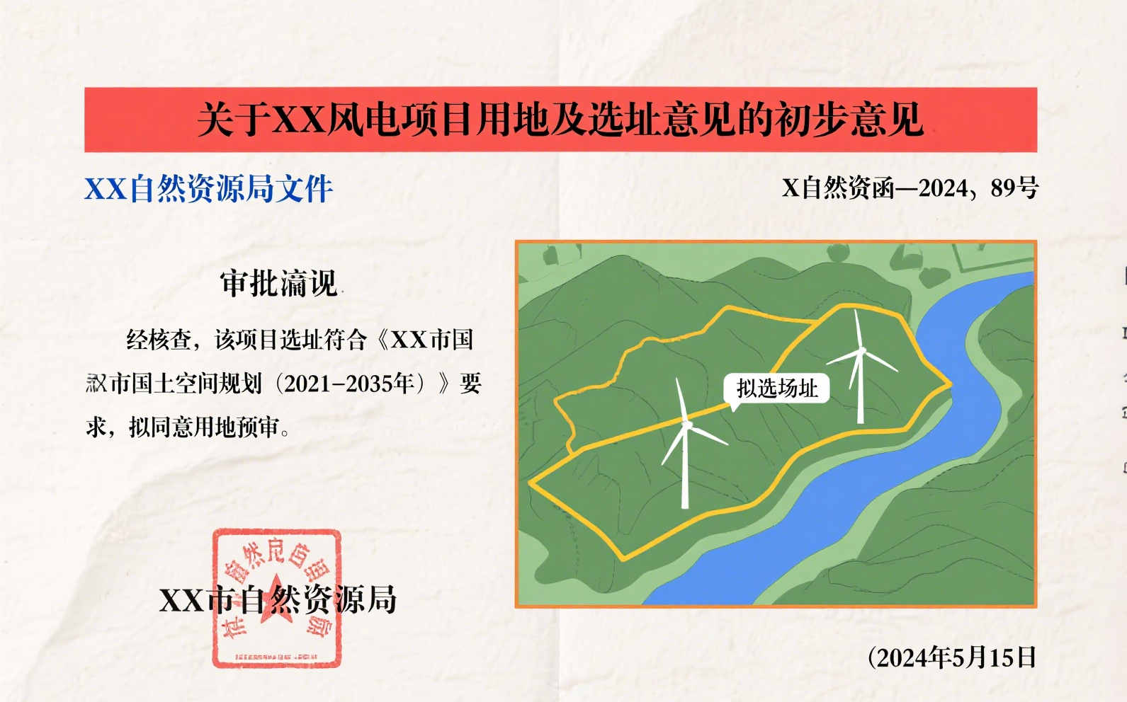 用地及選址意見初步意見（自然資源局）